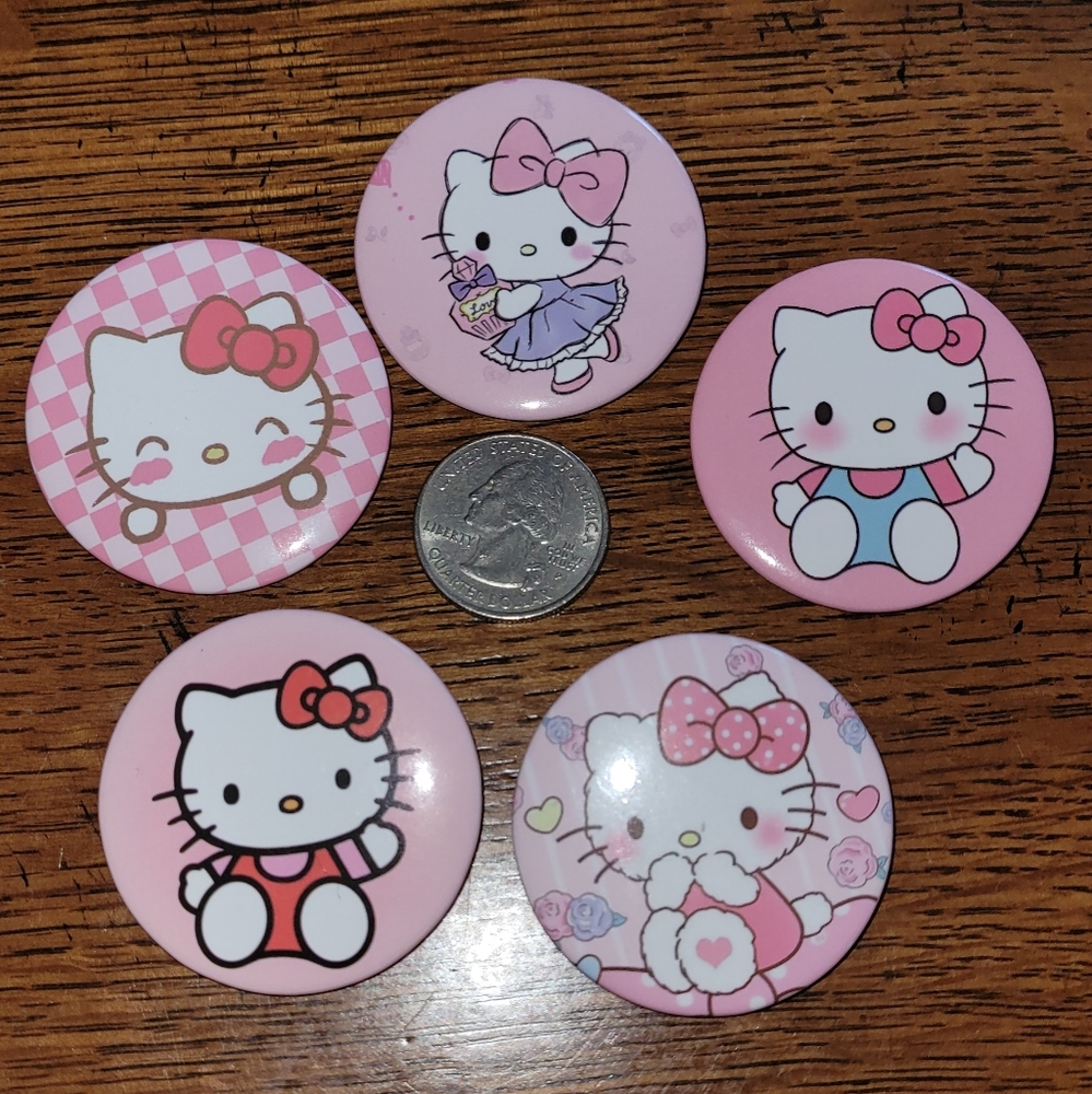 5 Hello Kitty Large Button Pins - Picture 7 of 11